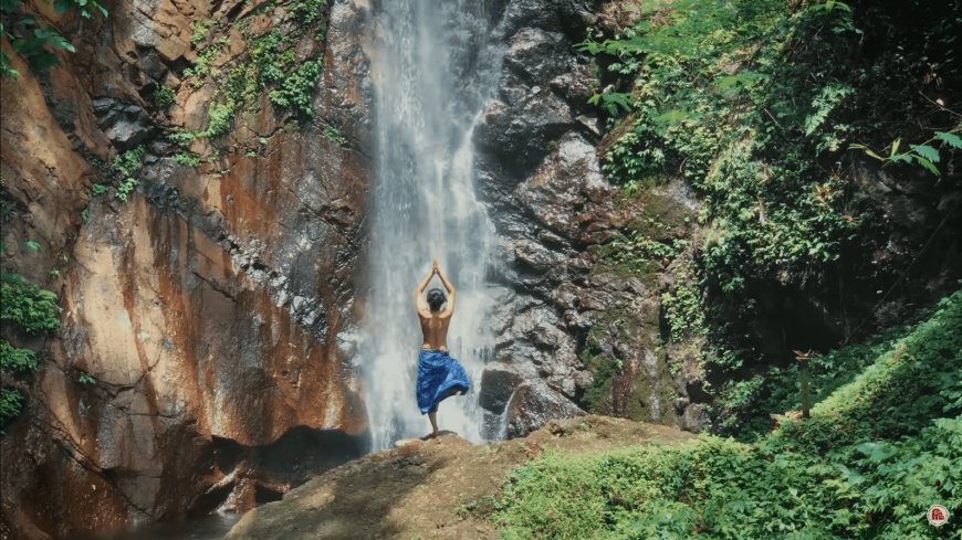 Jagasatru Waterfall with the Statue of Lord Brahma