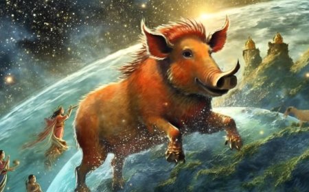 Varaha Avatar's battle with the giant Hiranyaksa to save the earth from destruction