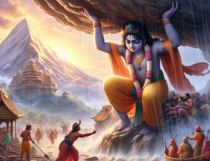 Krishna Avatara and the Magic of Govardhana Hill: Protector of Vrindavan from Indra's Rage