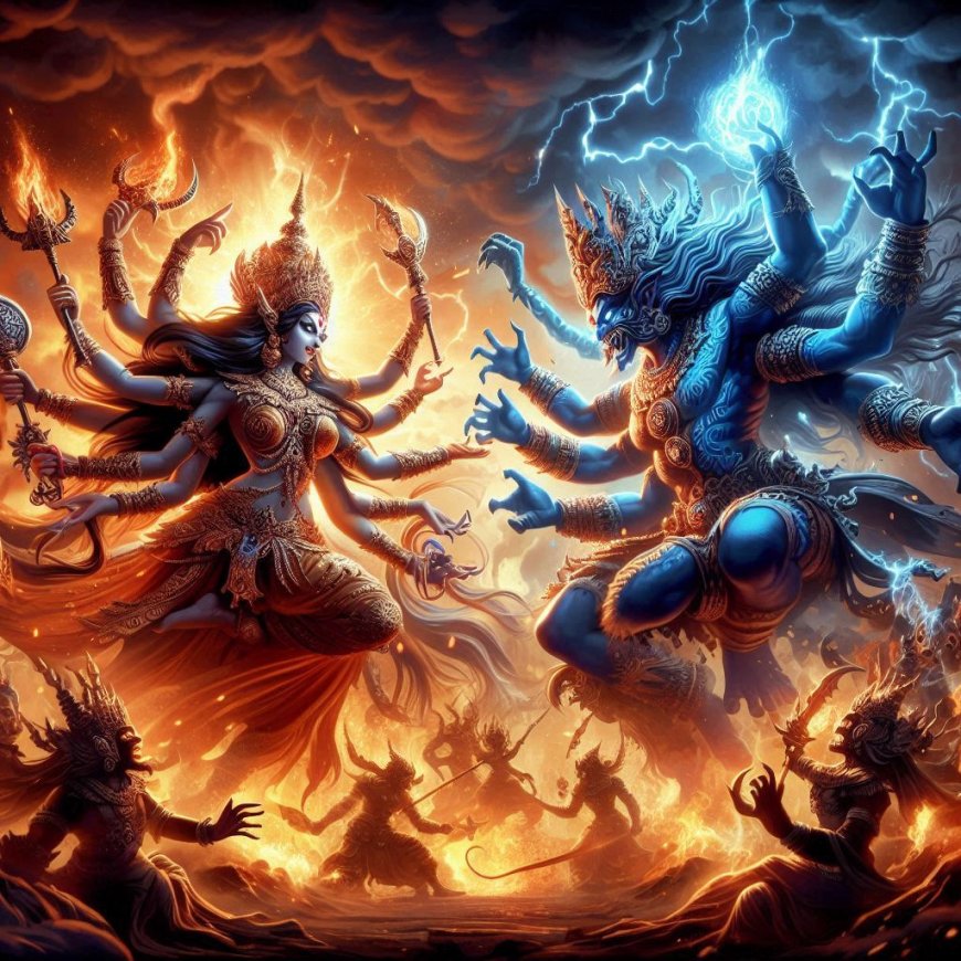 Mahakali's Rage: An Epic Battle Against Raktabija, the Immortal Demon King