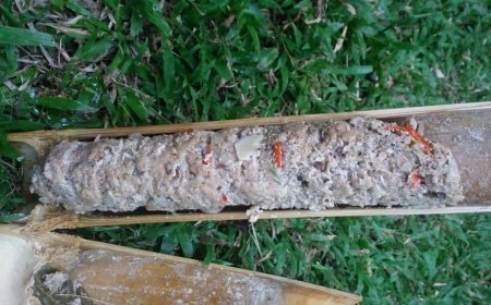 Timbungan Traditional Pork in Bamboo Cuisine Speciality of Tabanan