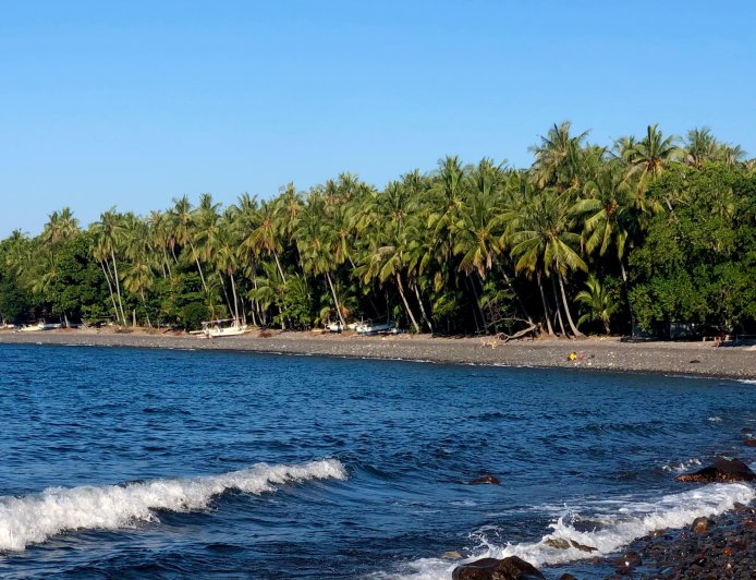 Pantai Palisan: Pesona Senja di Antara Bebatuan dan Pohon Kelapa