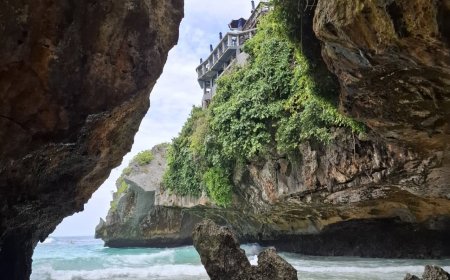 Blue Traces at the Southern Tip of Bali: The Panorama of Blue Point Beach in the Uluwatu Area